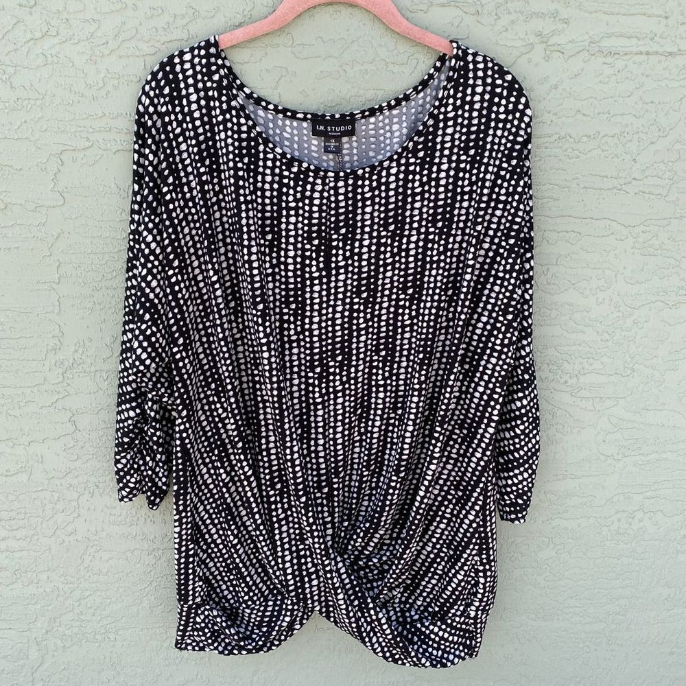 I.N Studio Sz 1X Twist Front 3/4 Sleeves